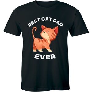 Best Cat Dad Ever Cat Face Funny T-shirt Tee